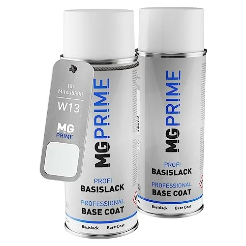 MG PRIME Autolack Sprühdosen für Mitsubishi W13 Diamond White Pearl/Perlmutt Weiss Grundlack Basislack Spraydose 400ml