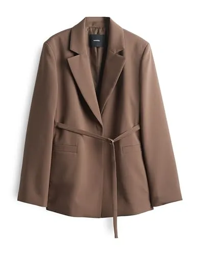 someday Damen Blazer NADELINE | Longblazer mit Gürteldetail in Soft Mocha, Größe 38 - Blazer für Damen, kombiniert Modebewusstsein mit außergewöhnlichem Tragekomfort. Aus nachhaltigem Twill für einen modernen Look und vielseitige Kombinationsmöglichkeiten.