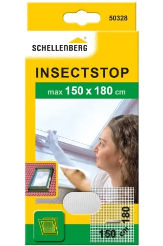 Schellenberg Fliegengitter für Dachfenster mit Reißverschluss, 150 x 180 cm - Fliegengitter für Dachfenster, UV-stabil und einfach ohne Bohren montierbar. Schützt zuverlässig vor Insekten und ermöglicht einfaches Öffnen und Schließen.