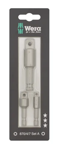 Wera Steckschlüssel-Adapter Set 3tlg. 1/4"-1/2 - 05073200001 - Werkzeug-Sets mit 3 hochwertigen Steckschlüssel-Adaptern für flexibles Arbeiten und optimale Kraftübertragung.
