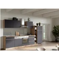 Held Möbel Küchenzeile Turin 360 cm in Graphit-Wotaneiche - Einbauküche mit eleganter zweifarbiger Gestaltung und großzügiger 2,40 m Arbeitsfläche. Ideal für modernes Kochen und vielseitige Anpassungsmöglichkeiten.
