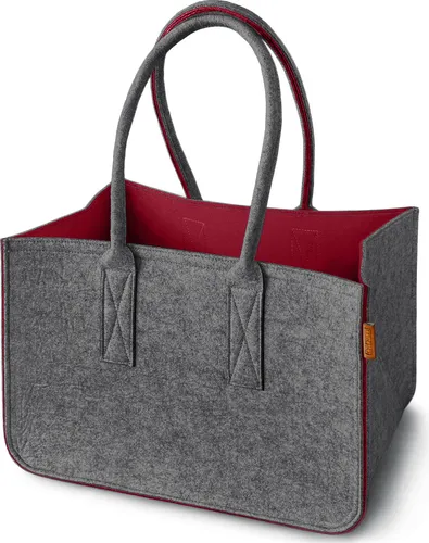 Einkaufskorb aus recyceltem Filz, 40x27x27cm, mit Reißverschluss-Innentasche, als Schultertasche tragbar