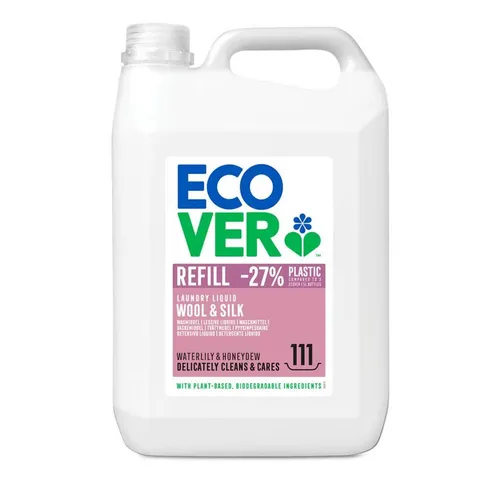 Ecover Woll-&Feinwaschmittel Wasserlilie&Honigmelone Nachfüllung - Feinwaschmittel für empfindliche Textilien, reinigt sanft und erhält die Fasern. Hergestellt in einer TRUE Zero Waste Fabrik, 100% recycelbare Verpackung.