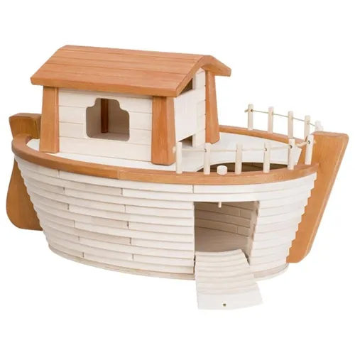 Holztiger Arche Noah Holzspielzeug Schiff - Tierfiguren für Kinder – Robuste Holz-Arche ohne Figuren, ideal für Rollenspiele und zur Förderung der Vorstellungskraft. Perfekt für den Kindergarten geeignet!