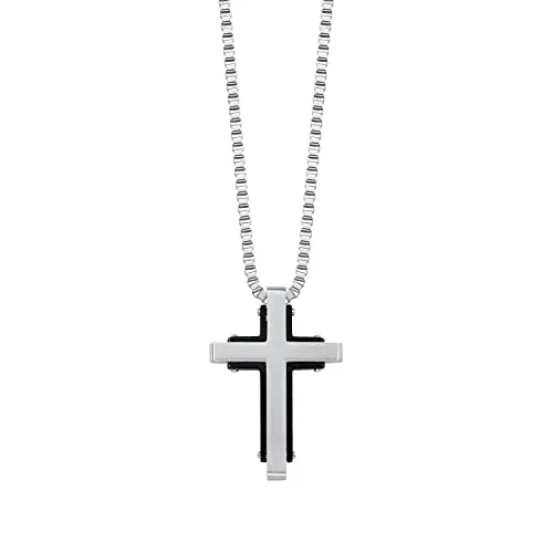 s.Oliver Herren Kette mit Kreuzanhänger - Kette für Herren aus robustem Edelstahl mit zeitlosem Kreuzanhänger, ideal als Geschenk für besondere Anlässe und mit angenehmem Tragekomfort dank sicherem Karabiner-Verschluss.