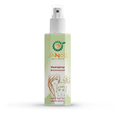 Sanoll Haarspray - Brennessel 150ml - Hochwertiges Haarspray für starken Halt und Volumen, ideal für feines Haar. Mit natürlichen Inhaltsstoffen sorgt es für eine einfache Ausbürstung und beschwert das Haar nicht. Perfekt für den täglichen Einsatz!