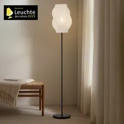 Lucande Stehlampe Tovina, Weiß IP20, 1 x 15 W LED - Standleuchten - Elegante Stehleuchte aus Textil in Weiß, ideal für skandinavische Einrichtungsstile und sorgt für warmes Licht.