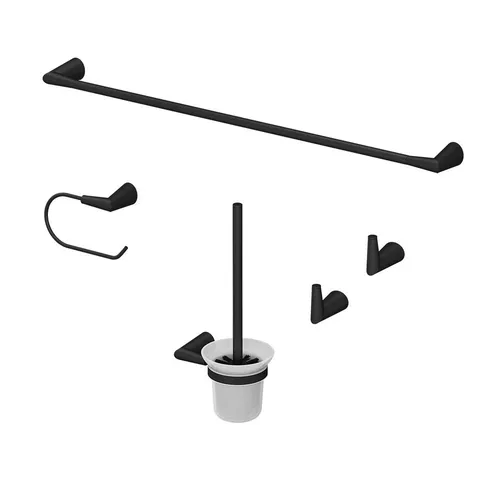 Vicco Badzubehör-Set Tauri, Schwarz, 5-teilig - Stylisches Badezimmer-Zubehörset "Tauri" für eine moderne Badgestaltung. Mit 5 Teilen aus langlebiger Zinklegierung und Edelstahl für einfache Handhabung und elegantes Design.