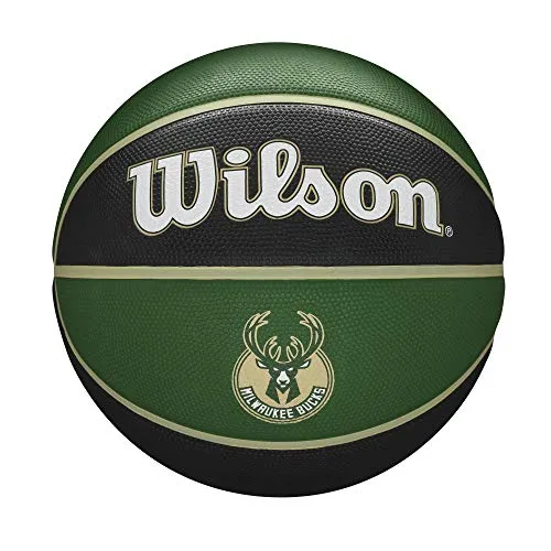 Wilson Basketball NBA Team Tribute, Milwaukee Bucks, Outdoor, Gummi, Größe: 7