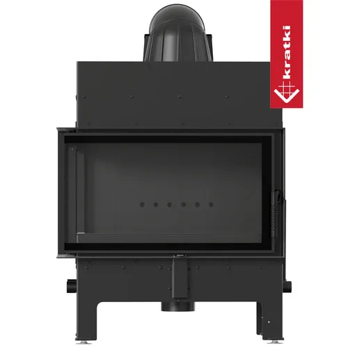 Kamineinsatz KRATKI FLOKI S links 8 kW Ø 160 schwarz - Kaminöfen mit beidseitiger Feuersicht, modernem Design und effizienter Wärmeabgabe dank TERMOTEC-Speichermaterial. Ideal für offene Räume und erfüllt strenge Umweltstandards.