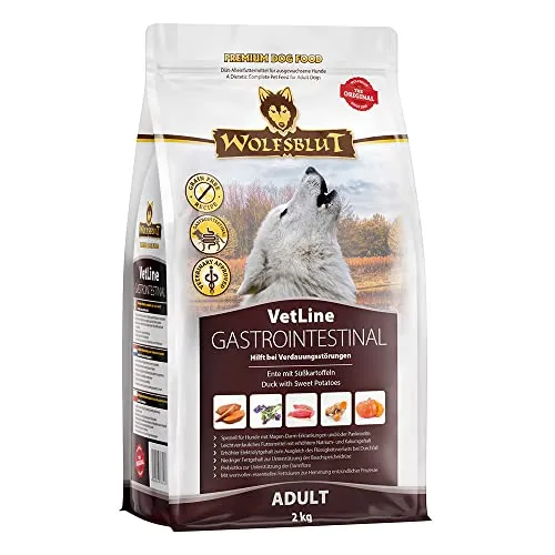 Wolfsblut VetLine Gastrointestinal Ente 2 kg - Hundefutter für ausgewachsene Hunde, mit leicht verdaulicher Ente und nährstoffreicher Süßkartoffel für eine gesunde Verdauung.