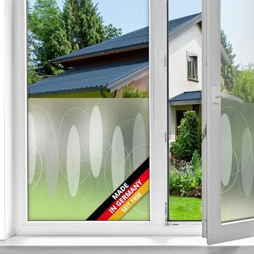 d-c-fix Fensterfolie Findus - 45 cm x 1,5 m – statische Sichtschutzfolie mit modernem Muster für Glasflächen – selbsthaftend, blickdicht, dekorativ
