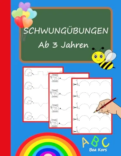 Schwungübungen Ab 3 Jahre: Übungsheft zur Förderung der Hand-Augen-Koordination, Feinmotorik und Konzentration