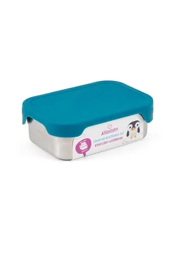 Affenzahn Edelstahl Brotdosen-Set - Kinder Brotdose aus Edelstahl, bpa-frei für Jungen und Mädchen, im Kindergarten und Kita als Lunchbox Hai - Silber, 16,5 x 60 x 1,20 cm