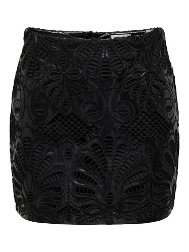 ONLY Lederrock ONLSIMA mit Spitze - Eleganter Minirock aus Lederimitat mit zarter Spitze, perfekt für stilvolle Outfits und besondere Anlässe.