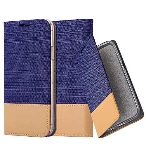 Cadorabo Hülle kompatibel mit Apple iPhone 13 aus Premium Jeans und Kunst Leder Flip Klappbare Stoßfeste Magnetische [Standfunktion] [Kartenfächern] Cover Hülle für iPhone 13 Tasche in Blau