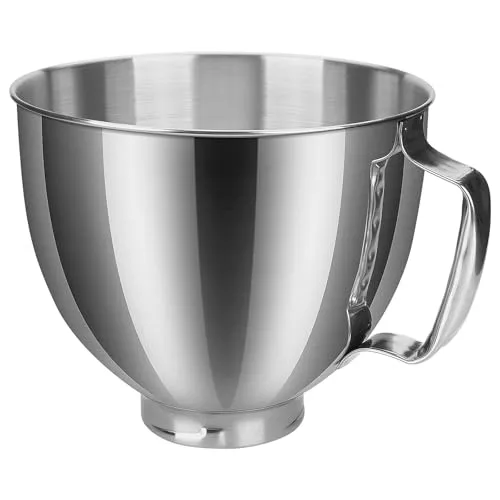 MMOBIEL Edelstahl-Schüssel für KitchenAid 4.5-5 Quart - Zubehör für Standrührer - 5 QT Rührschüssel mit praktischem Griff, rostbeständig und spülmaschinenfest für einfache Reinigung und lange Haltbarkeit.