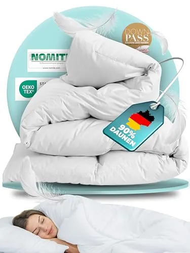 BEFA NATUR Daunendecke Sommer 155x220 cm | Allergiker geeignet - Bettdecken mit 90% reinen Daunen für federleichten Schlafkomfort, NOMITE-zertifiziert und hygienisch waschbar – ideal für Allergiker.