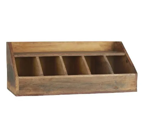 Ib Laursen Besteckhalter Unika - Vintage Besteckkasten aus Holz mit 5 Fächern, ideal für eine stilvolle Küchenorganisation und ein rustikales Ambiente.