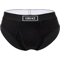 Versace Tex Ribbed Cotton Brief - Hochwertige Herren Slips aus elastischem Baumwoll-Jersey. Der komfortable Webgummibund mit eingearbeitetem Logo sorgt für einen perfekten Sitz und stilvolles Design.