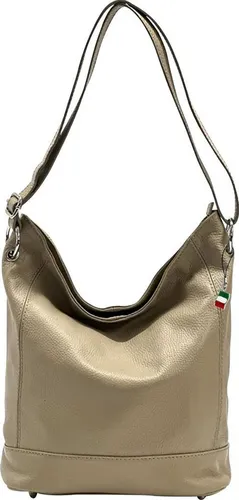 FLORENCE Schultertasche - Damen Echtleder Hobo Bag taupe - Schultertasche aus echtem Leder, stilvoll und geräumig mit 37cm Breite, ideal für den eleganten Alltag.