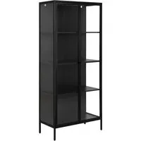 Xxxl Vitrine Newcastle - Stilvolle Glas-Metall-Kombination - Vitrine aus schwarzem Metall und Glas mit 4 Fächern, ideal für minimalistisches Design und praktischen Stauraum im Wohnzimmer oder Esszimmer.