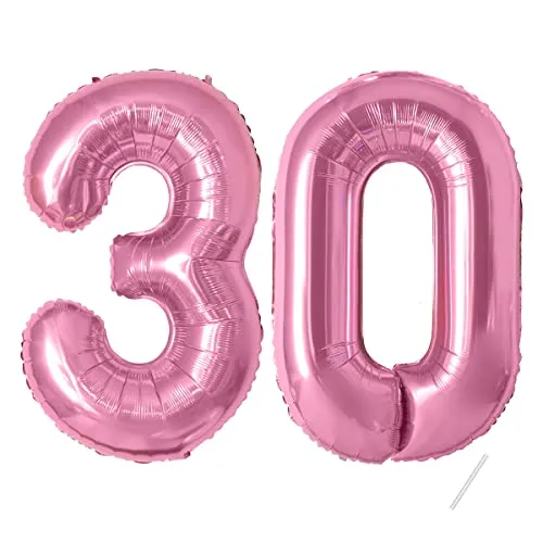 luftballon zahlen 30 jahre | Rosa Folienballon-40"-101cm 30 Geburtstagsdeko -30 Ballon Zahl Deko zum Geburtstag fliegt mit Helium 30.Geburtstag für Männer Frauen 30.Geburtstagsparty Jubiläum