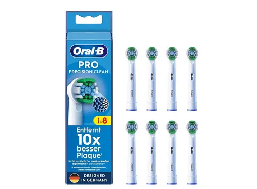 Oral-B PRO Precision Clean Aufsteckbürsten - 8 Stück - Ersatzbürsten für optimale Zahnreinigung mit X-förmigen Borsten für schwer erreichbare Stellen, kompatibel mit zahlreichen Oral-B Modellen.