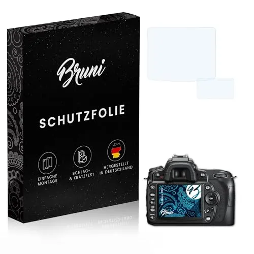 Bruni Schutzfolie kompatibel mit Nikon D90 Folie, glasklare Displayschutzfolie (2er Set)