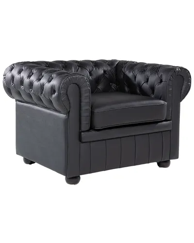 Sessel CHESTERFIELD Echtleder Schwarz - Eleganter Chesterfield Sessel aus echtem Leder in Schwarz. Ideal für stilvolle Wohnräume, bietet er erstklassigen Sitzkomfort und eine gemütliche Ausstrahlung.
