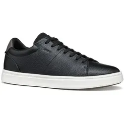 GEOX U BALTMOORE Herren Sneaker, Gr. 39, Schwarz aus Leder & Synthetik, Retro Design mit farblich abgesetzter Ferse