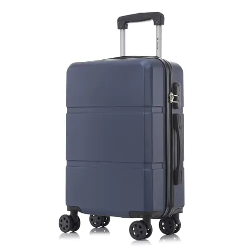 YONSLY Trolley Reisekoffer M, Dunkelblau - Robuster Hartschalen-Reisekoffer mit 4 leisen 360° Rollen für mühelose Mobilität. Integriertes Sicherheitsschloss schützt Ihre Wertsachen. Ideal für Reisen und den täglichen Gebrauch.