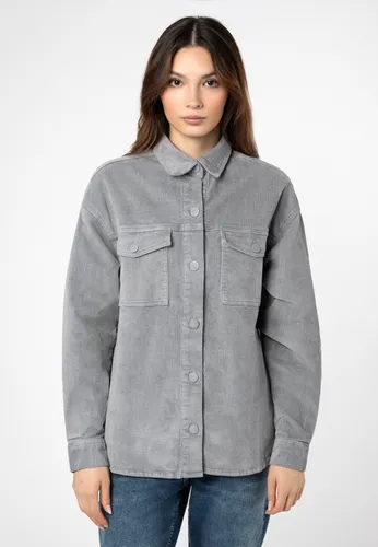 Eight 2 Nine Damen Cord Hemdjacke – Lässige Cordjacke mit Knopfleiste Light-Grey S