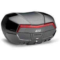 Givi V58 Maxia 5 Topcase Monokey - Schwarz/Schwarz/Rot - Topcase mit 58 Litern Fassungsvermögen, ideal für zwei große Helme. Ausgezeichnet mit dem „Red Dot Award“ 2024 für sein modernes Design und maximalen Komfort auf langen Fahrten.