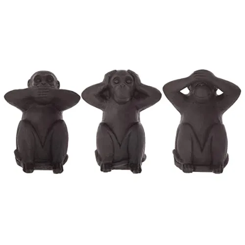 Atmosphera Set aus 3 Statuetten "Weise Affen" – Kunstharz schwarz - Dekoratives Set aus 3 schwarzen Affen-Statuetten aus Kunstharz, ideal für den Innenbereich. Perfekt für stilvolle Akzente und als originelles Geschenk zu besonderen Anlässen.