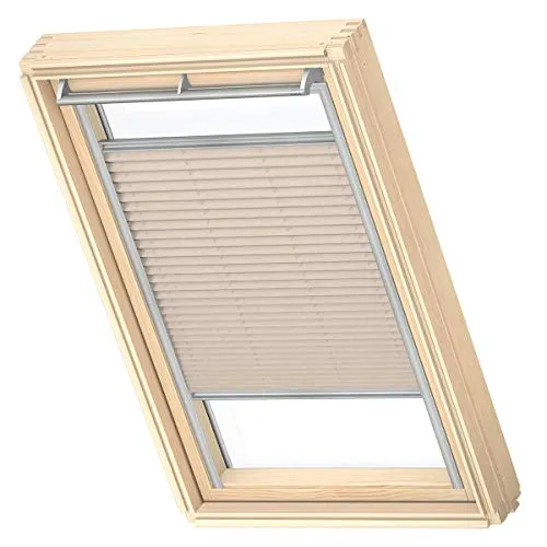 VELUX Original Dachfenster Plissee für S08, Hellbeige, mit Grauer Führungsschiene