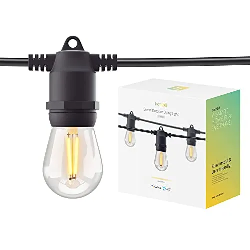 Hombli Smarte Outdoor Lichterkette 5m mit 10 dimmbaren Leuchtmitteln - Weihnachtsbeleuchtung für drinnen und draußen, individuell dimmbar per WLAN für stimmungsvolle Lichtakzente.