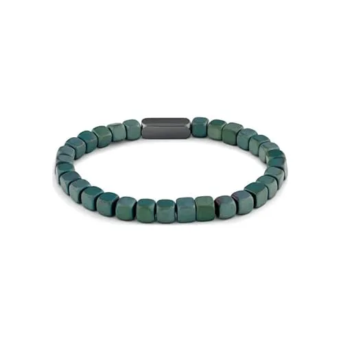 Calvin Klein Herren-Armband 35100059 – Edelstahl mit grünen Steinen, elastisches Design, Detail mit Logo-Gravur, Mediano, Stein, Kein Edelstein