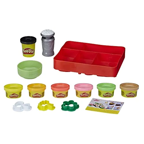 Play-Doh Kitchen Creations Sushi Spielset mit Sushibox für Kinder ab 3 Jahren mit 9 Dosen