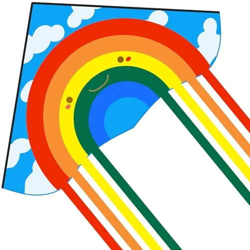 Rainbow Delta Kites Adults-Beginner Kite for Kids Easy Flyer - Kit Line and Swivel Included- Good for Outdoor Games and Summer The Beach Toys for Kids