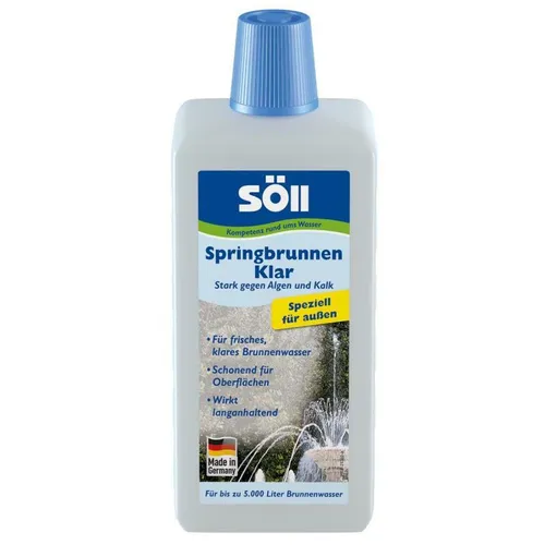 Söll SpringbrunnenKlar 500 ml – Effektiver Brunnenpflege - Wasseraufbereitung für alle Wasserarten, ideal zur Pflege von Springbrunnen und Wasserspielen. Enthält vollständige Anweisungen für eine einfache Anwendung.