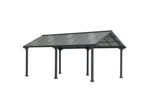 Sunjoy Carport Eiger Stahl 610 cm x 367 cm Grau - Carport aus rostbeständigem Stahl, idealer Schutz für Fahrzeuge vor Sonne, Regen und Schnee, wartungsarm und vielseitig nutzbar als Garage oder Pavillon.