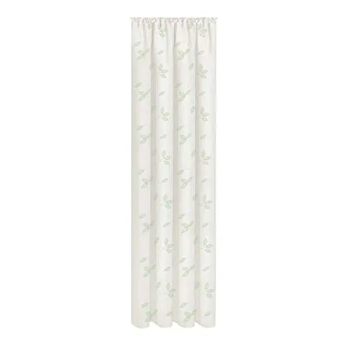 Feel of Nature Gardine Heidi, grün - Fertiggardine mit Kräuselband, halbtransparent und floralem Design, ideal für eine gemütliche Wohnatmosphäre.