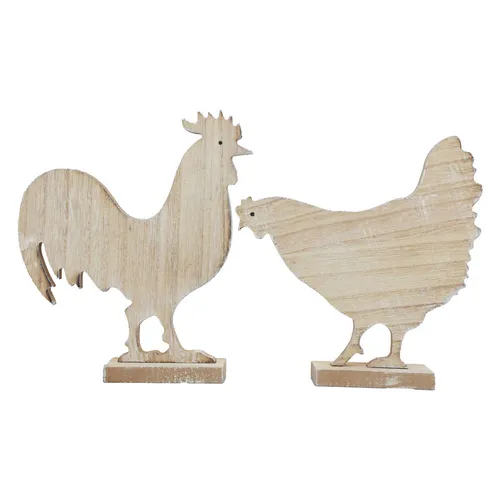 Deko Hühner Tischdeko Ostern Holz Vintage Landhaus 19cm 2er-Set, 2 Stück