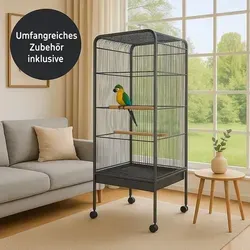 Vogelvoliere MEGA XXL – Hochwertiger Vogelkäfig für Papageien - Großzügige Vogelvoliere für Sittiche und Exoten. Mit einfacher Reinigung, stabiler Konstruktion und praktischem Zubehör für maximalen Komfort Ihrer Vögel. Ideal für Innen- und Außenbereiche.