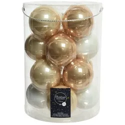 Kaemingk Weihnachtsbaumkugel, Weihnachtskugeln Glas 8cm 16 Stück - Perle / Weiß / Karamel Mix beige|braun