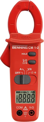 Benning Stromzangen Multimeter - Digitales Multimeter für Strom, Spannung, Widerstand, Kapazität, robustes Gehäuse und praktische Hold-Taste