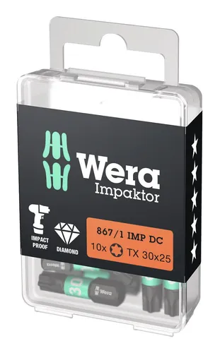 Wera Bit-Sortiment Bit-Box Impaktor 1/4" DIN 3126 C6,3 T30 x 25 mm 10er Pack - 5157626001