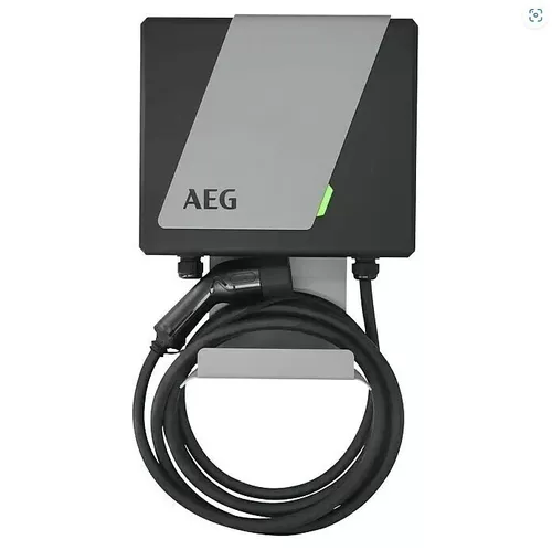AEG Wallbox 11 KW mit FI Schalter und 5m Kabel - Ladestation für Elektroautos mit Typ 2 Stecker, 11 kW Ladeleistung und integriertem Fehlerstromschutzschalter – ideal für sicheres und schnelles Laden zu Hause.