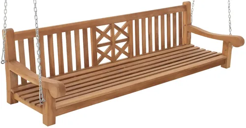CLP Schaukelbank Farm I Gartenschaukel aus Teakholz - Hollywoodschaukel aus wetterfestem Teakholz, ideal zum Entspannen im Garten und besonders stabil mit belastbarem Befestigungsmaterial.